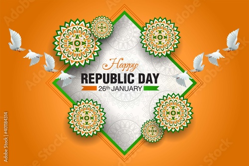 26th January India republic Day template. vector illustration design
