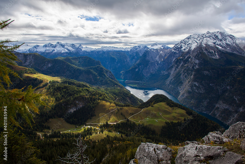 Mountain view from Jenner to Koenigssee lake, Bavaria, Germany