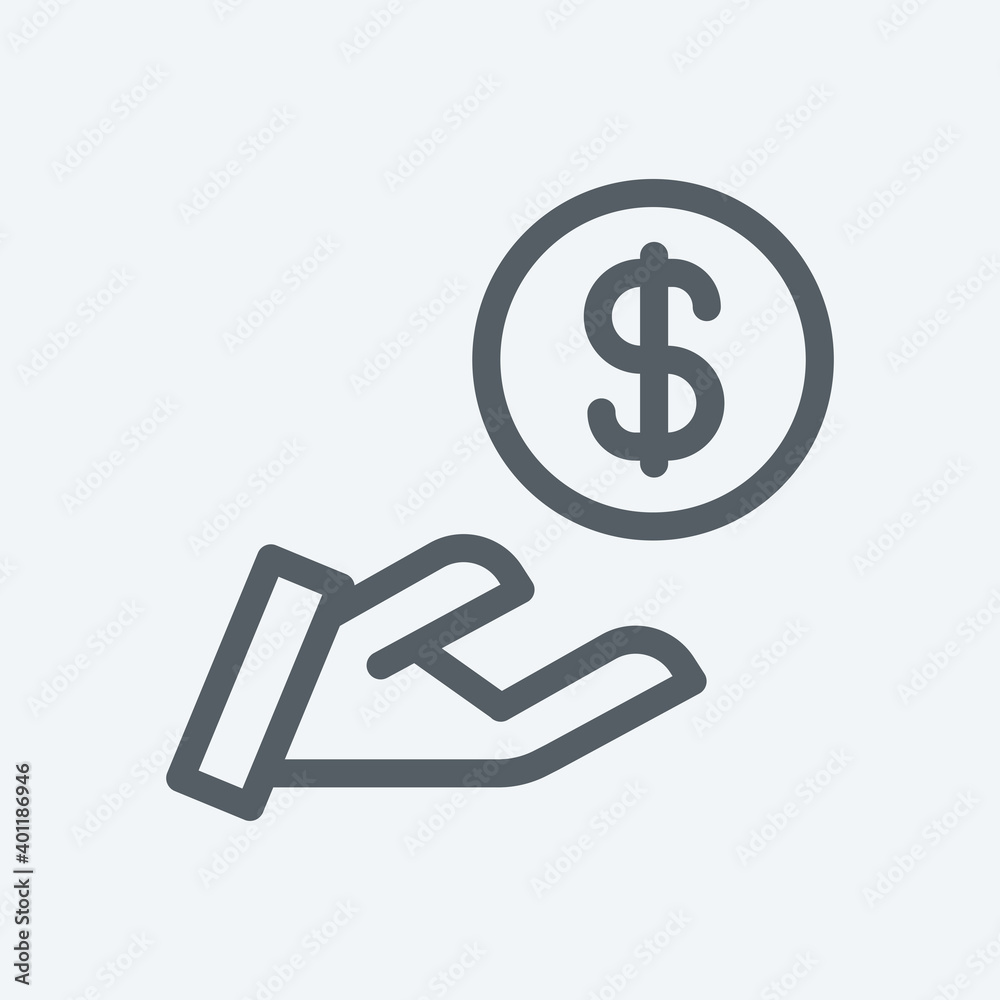 Hand holding dollar icon isolated on background. Money symbol modern, simple, vector, icon for website design, mobile app, ui. Vector Illustration Hand holding dollar icon isolated on background. Money symbol modern, simple, vector, icon for website design, mobile app, ui. Vector Illustration