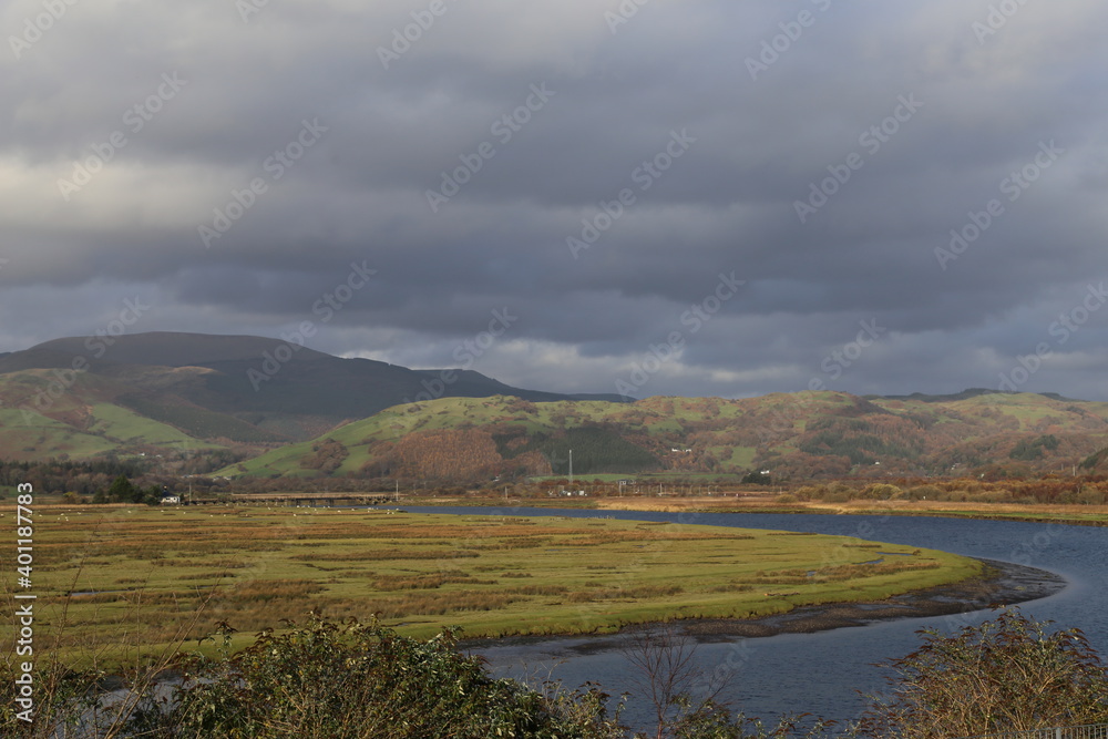 A view across the Dyfi River at Glandyfi in Ceredigion, Wales, UK.