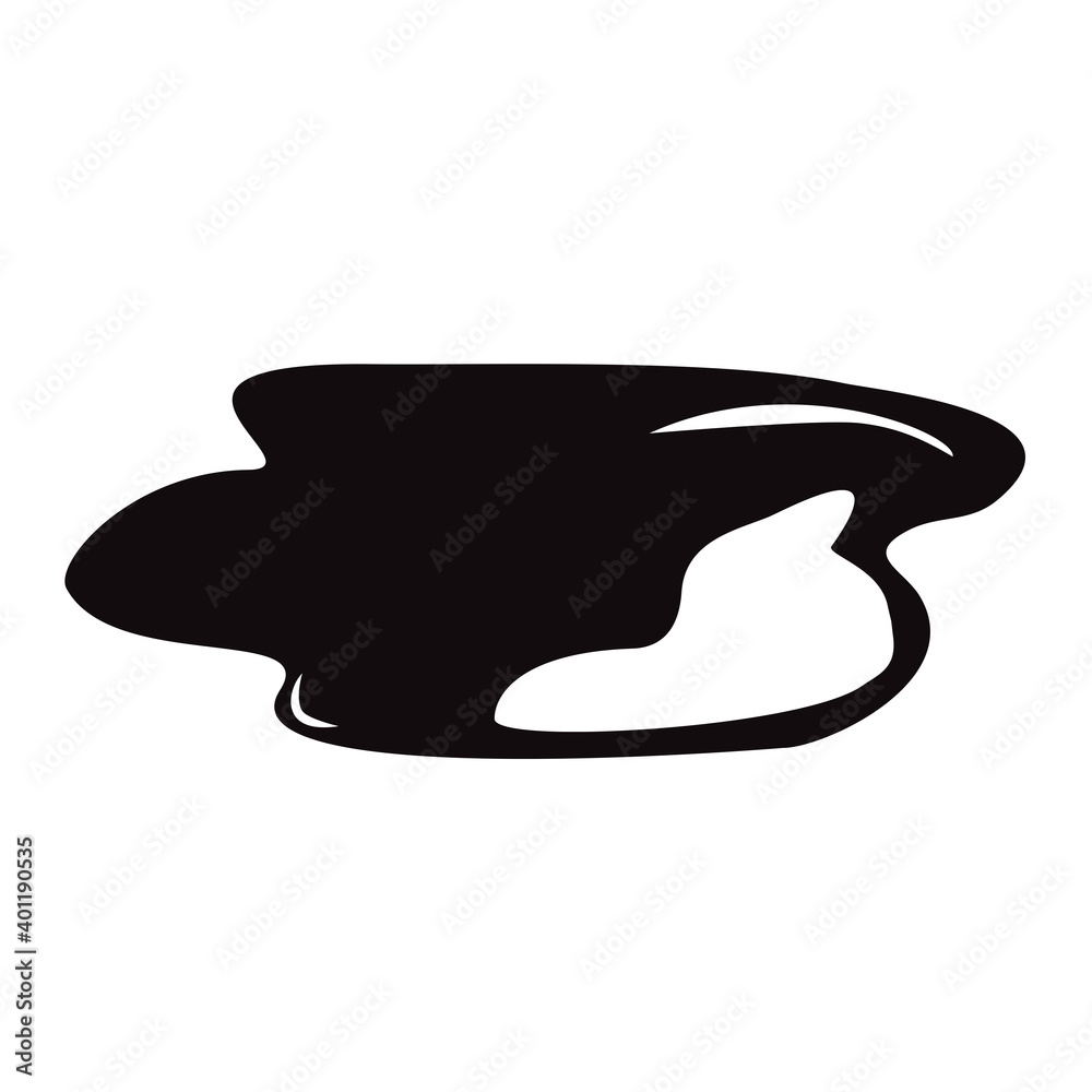 Black ink spill puddles icon vector isolated on white background. Black Ink spill puddles for logo and design template. Black Ink spill puddles vector