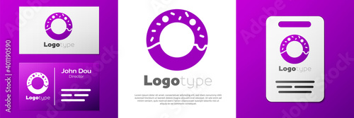 Logotype Donut with sweet glaze icon isolated on white background. Logo design template element. Vector Illustration.