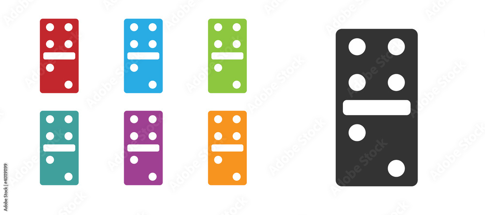 Black Domino icon isolated on white background. Set icons colorful. Vector Illustration. Black Domino icon isolated on white background. Set icons colorful. Vector Illustration.