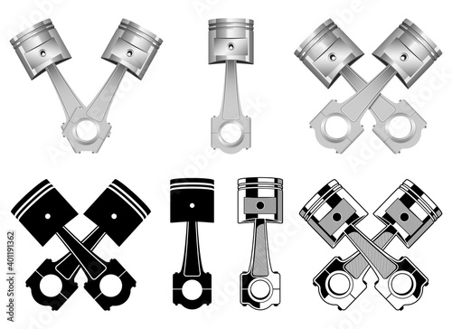 Realistic engine piston vector design illustration isolated on white background