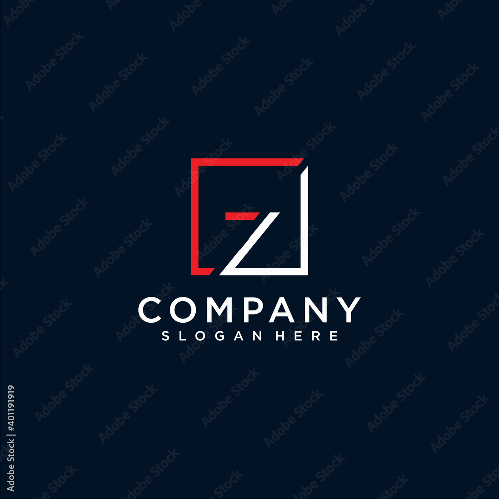 white and red logo with letter z Premium Vector