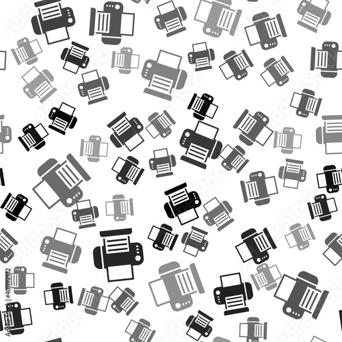 Black Printer icon isolated seamless pattern on white background. Vector.