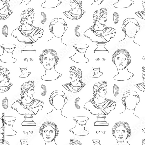 antique sculpture seamless print for print