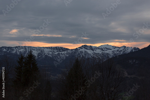 Panorama of mountain range in Berchtesgaden, Bavarian Alps