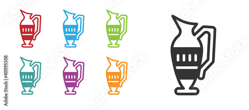 Black Ancient amphorae icon isolated on white background. Set icons colorful. Vector.