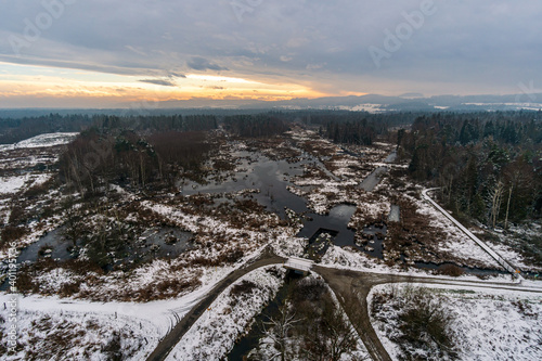 Snow-covered winter landscape in the Pfrunger Ried near Ostrach photo