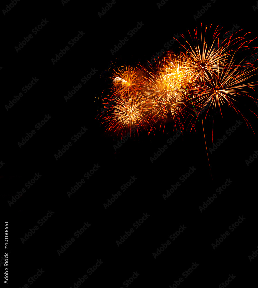 Beautiful fireworks celebrate Christmas and New Year, a happy time for everyone.
