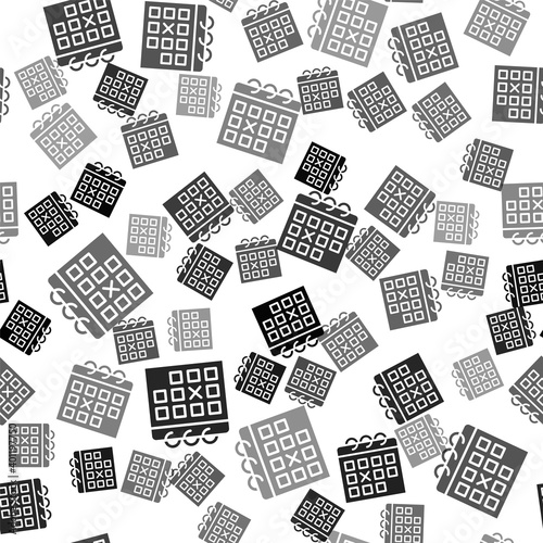 Black Calendar fitness icon isolated seamless pattern on white background. Training schedule. Vector.