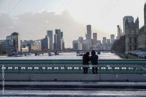 couple against city skyline