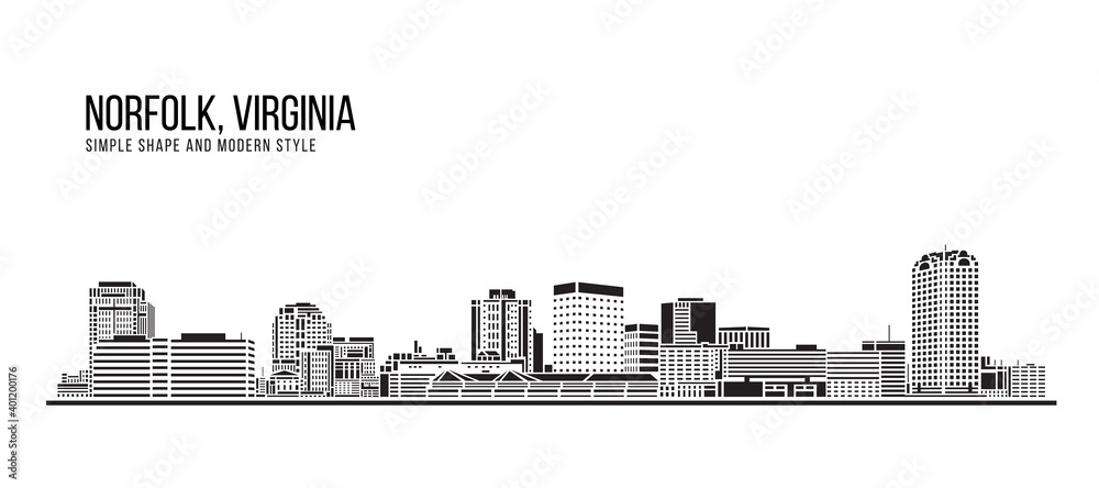 Cityscape Building Abstract Simple shape and modern style art Vector design - Norfolk city, Virginia