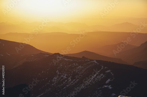 Hiking Jebel Sirwa at sunrise, the highest peak of Antiatlas mountain range, 3304 m photo