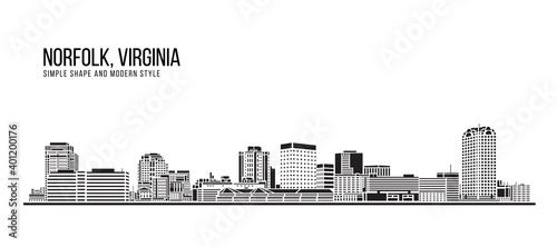 Cityscape Building Abstract Simple shape and modern style art Vector design - Norfolk city, Virginia