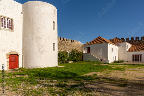 view of the courtyard and castle at Sines in Portugal