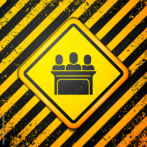 Black Jurors icon isolated on yellow background. Warning sign. Vector.