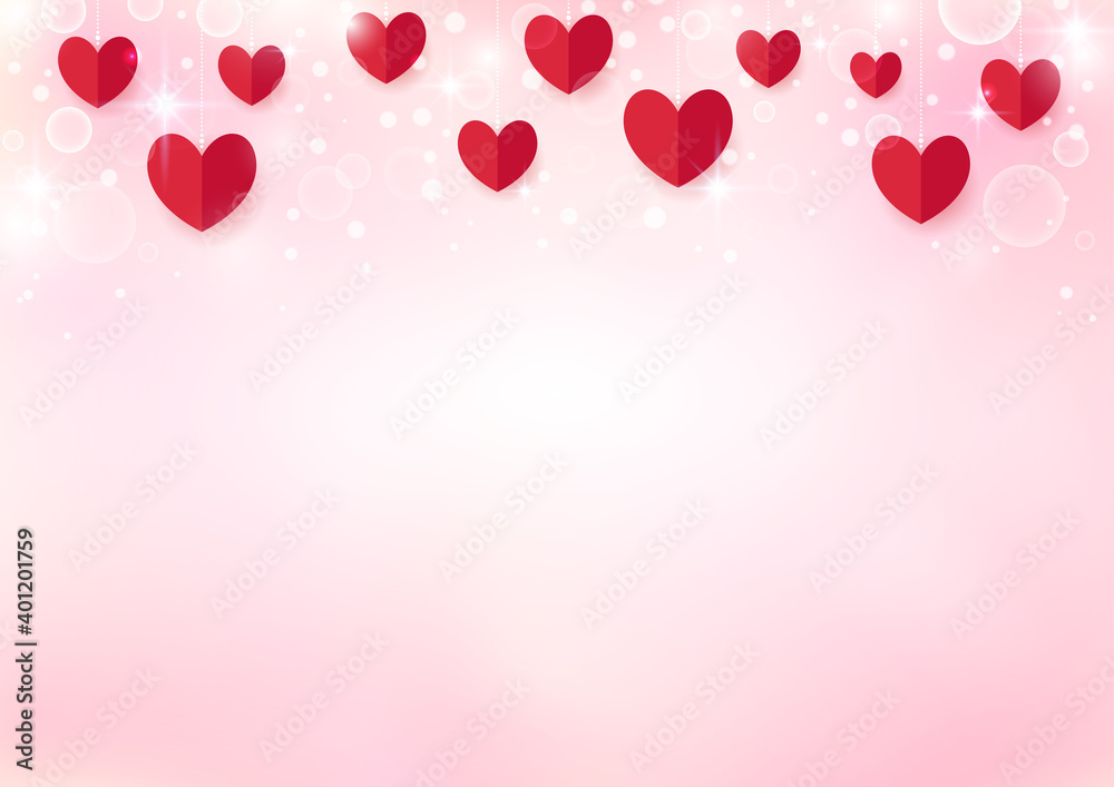 バレンタインデー用ハートの背景イラスト、フレーム	