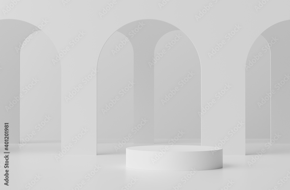 3d rendering geometric forms. Blank podium display in white marble color. Minimalist pedestal or showcase scene for present product and mock up. 3d rendering geometric forms. Blank podium display in white marble color. Minimalist pedestal or showcase scene for present product and mock up.