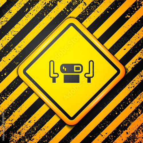 Black Poker table icon isolated on yellow background. Warning sign. Vector.