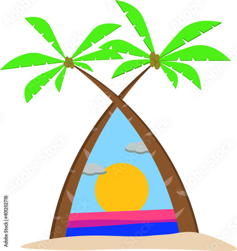 Palmera con atardecer