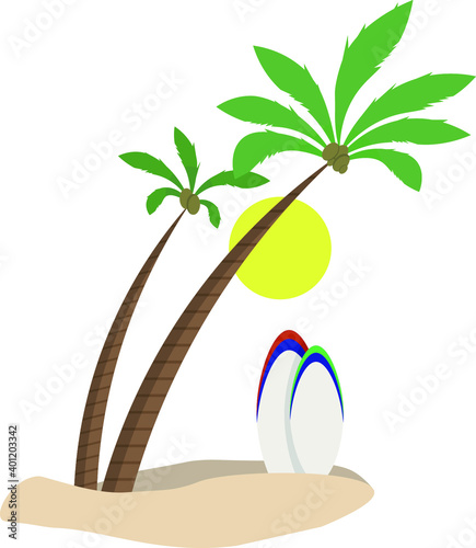 Palmeras con tabla de surf