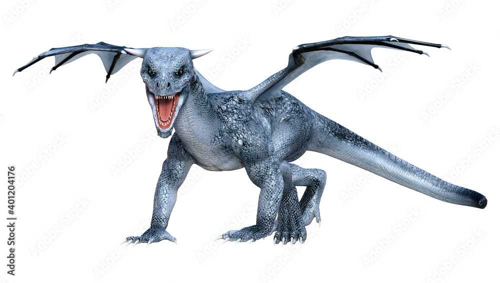 Fototapeta premium 3D Rendering Fairy Tale Dragon on White