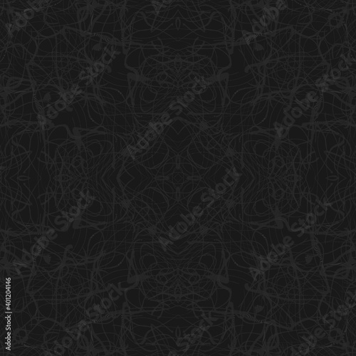 Abstract 3d background, pencil drawings on a dark background, reflection of repeating elements, stars, circles, rhombuses © Алиса Шевкунова