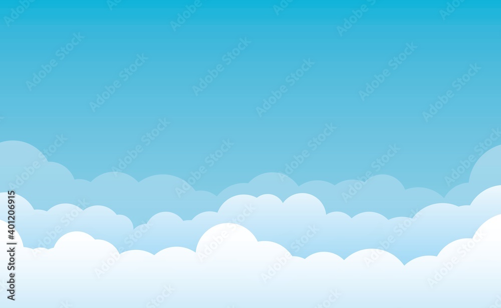 Blue sky with clouds background. Sky nature landscape. Template design for poster, flyers, postcards, web banners. Summer and spring cloudscape.