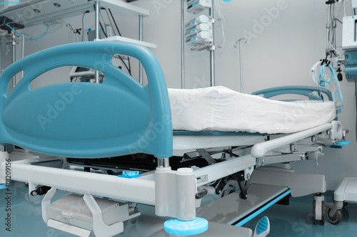 Technically equipped intensive care unit, health care background
