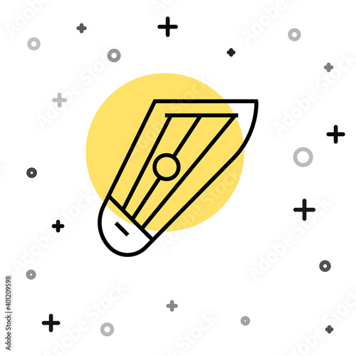 Black line Musical instrument kankles icon isolated on white background. Random dynamic shapes. Vector.