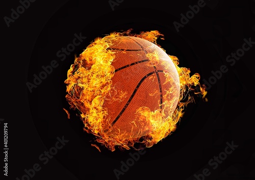 燃える炎のバスケットボールのボール
