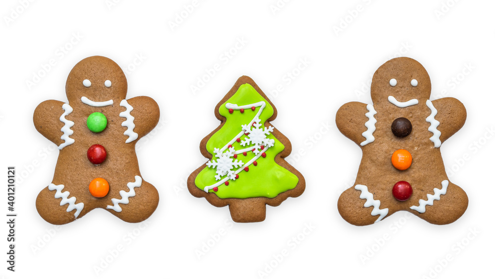 Christmas cookies, snowman, X'mas tree, gingerbread isolated on white background with clipping path for Xmas party holiday homemade food design decoration template Christmas cookies, snowman, X'mas tree, gingerbread isolated on white background with clipping path for Xmas party holiday homemade food design decoration template