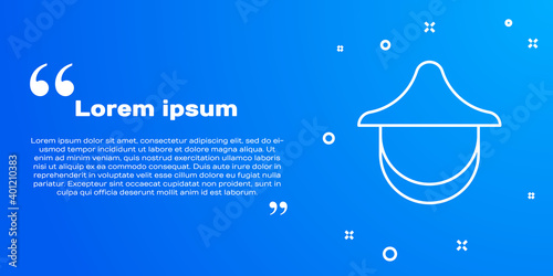 White line Beekeeper with protect hat icon isolated on blue background. Special protective uniform. Vector.