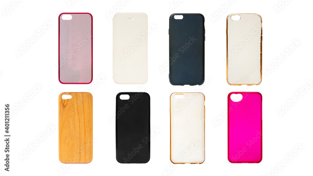 Set of multicolored plastic and silicone back covers for mobile phone. Choice of smart phone protector case Set of multicolored plastic and silicone back covers for mobile phone. Choice of smart phone protector case