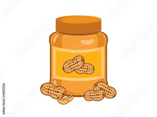 Peanut butter jar with peanuts icon vector. Jar of peanut butter icon isolated on a white background. American delicacy food icon