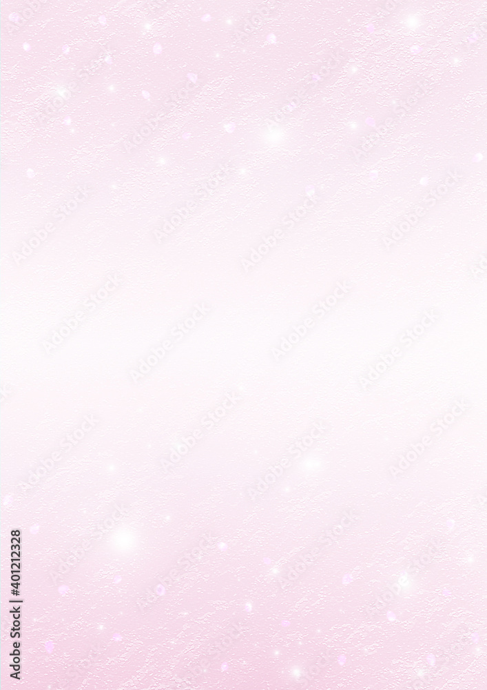 桜吹雪と煌めきと霞模様　和風背景素材（桜色）縦型