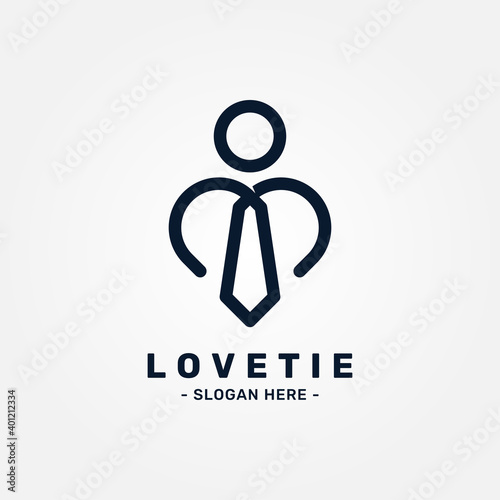 Abstract Love Tie Logo Design Template. Minimal line logotype. Creative elegant vector sign design for business love