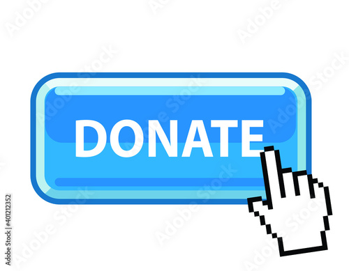 donate blue button, vector illustration 