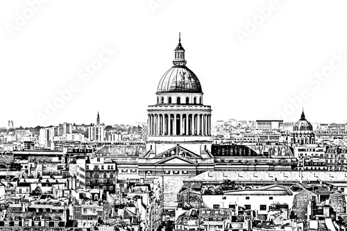 Photography Paris skyline with Panteon building