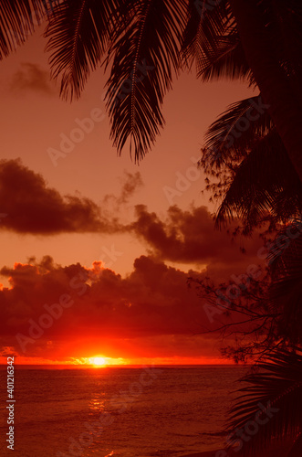 Sunset over Lagoon framed from Coco Palms