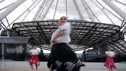 Women dancing Mexican folk dance, Mujeres bailando danza folclorica, Polka Sinaloa - Puebla Mexico photo