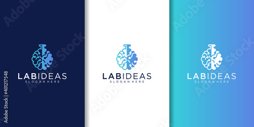 Brain laboratory logo design. Flat gradient style. Logotype suitable for education