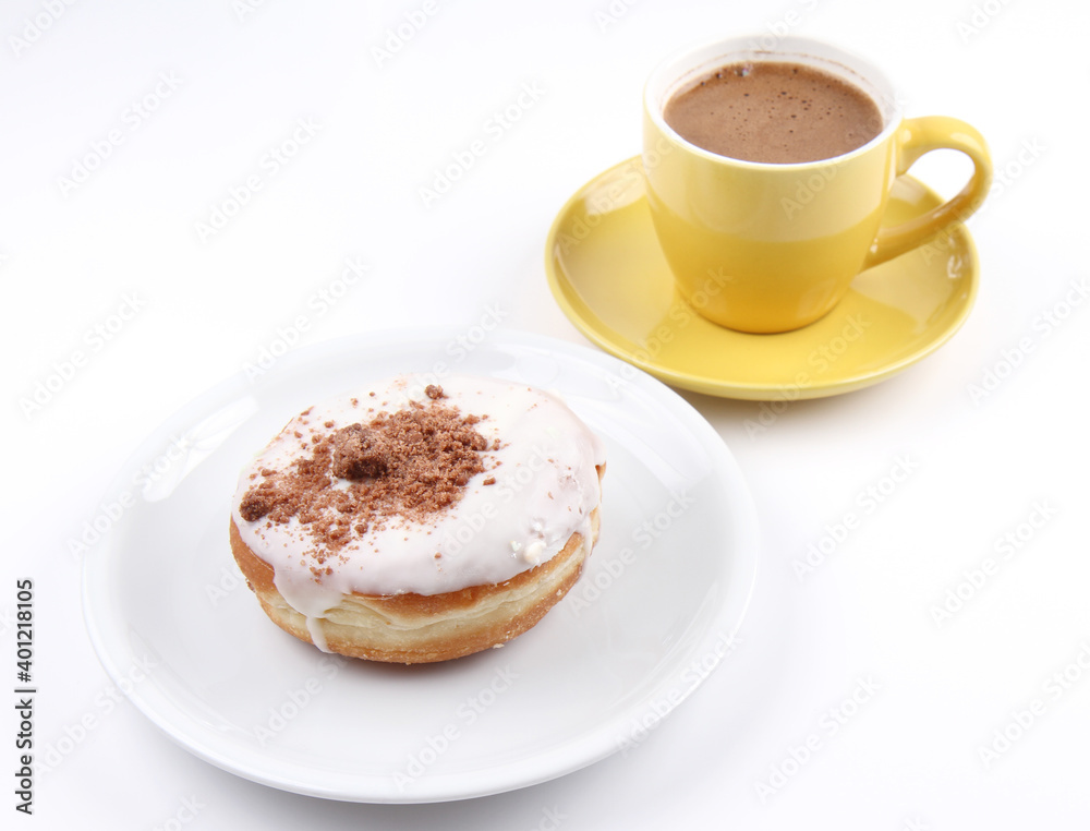 Donut and Cup of Coffee isolated on white Donut and Cup of Coffee isolated on white