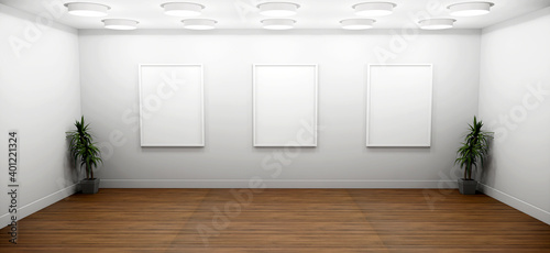 Mockup frame in empty waiting room  3d render 
