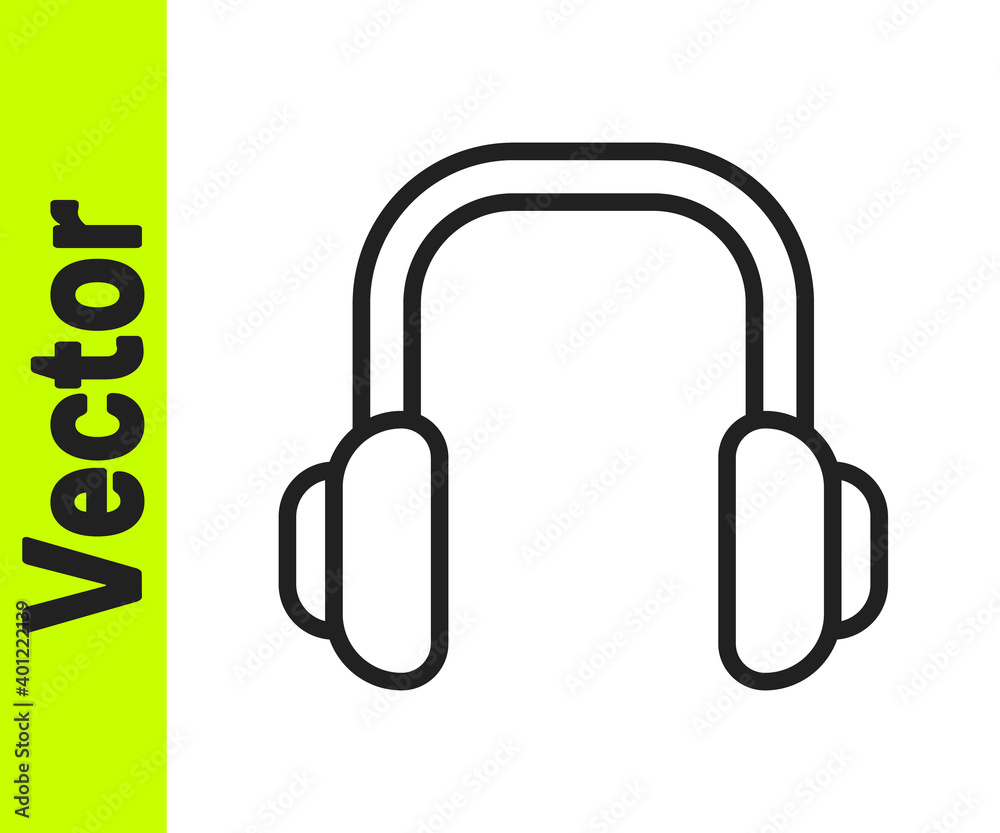 Black line Winter headphones icon isolated on white background. Earmuffs sign. Vector. Black line Winter headphones icon isolated on white background. Earmuffs sign. Vector.