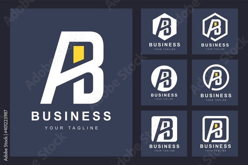 Minimalistic AB letter logo with several versions
