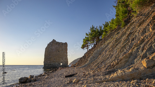 the famous rock  Parus  on the black sea