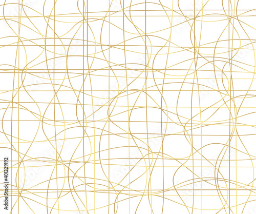 Gold luxurious line pattern with hand drawn lines. Golden wavy striped  Abstract background  vector illustration